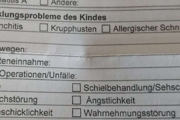 Fragebogen zur Schuluntersuchung